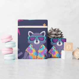 Cool Raccoon Hawaiianskjorta Present Presentpapper