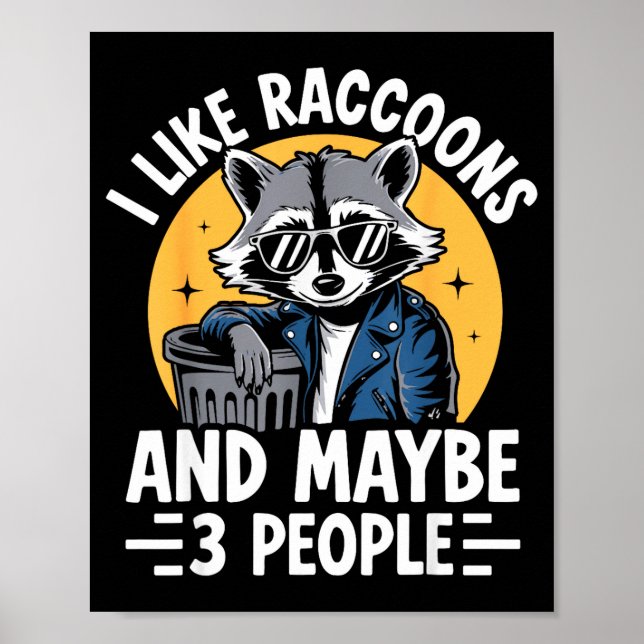 Cool Raccoon Tee For Men Women Kids Racoon Raccoon Poster (Framsidan)