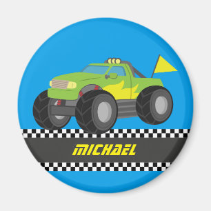 Cool Racing Grön Monster Truck Personlig Magnet