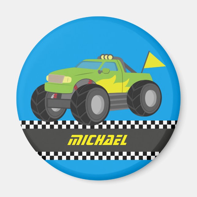 Cool Racing Grön Monster Truck Personlig Magnet (Framsidan)