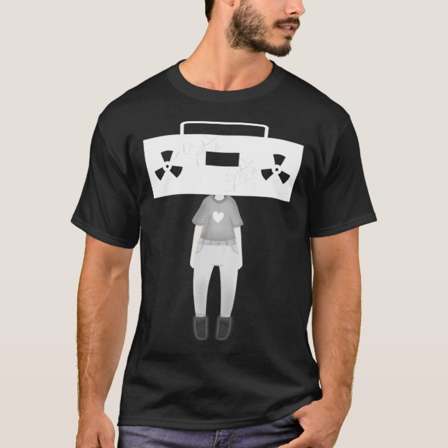 Cool Radioactive Kid Boom Box Head with Heart Outf T Shirt (Framsida)
