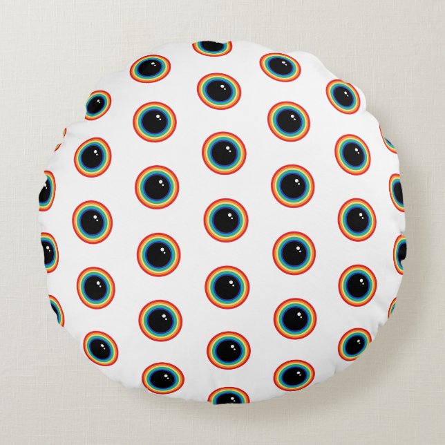 Cool Rainbow Eyes Rund Kudde (Framsidan)