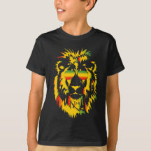 Cool Rasta Lion Mörk Barn T-shirt
