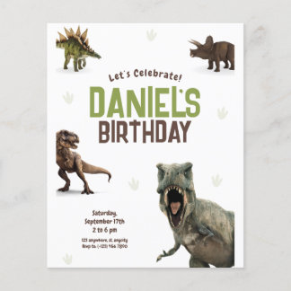 Cool realistisk dinosaurie födelsedagsfest flygblad