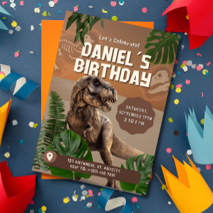 Cool Realistisk Dinosaurie Födelsedagsinbjudan Inbjudningar