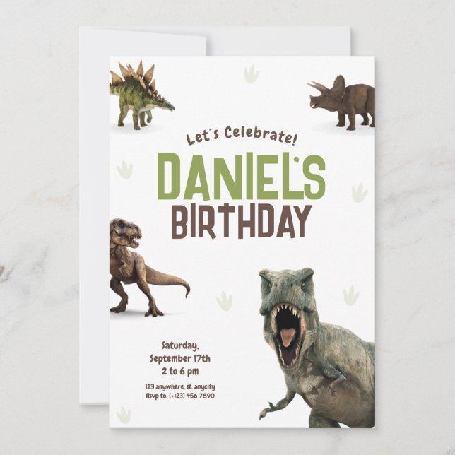 Cool Realistisk Dinosaurie Födelsedagsinbjudan Inbjudningar (Framsida)
