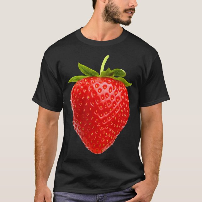 Cool Red Strawberry Illustration Novelty Graphic D T Shirt (Framsida)