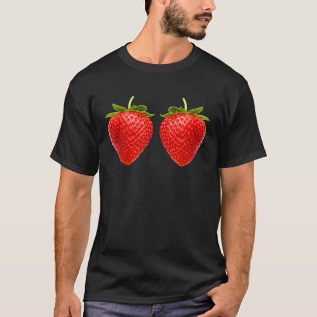 Cool Red Strawberry Illustration Novelty Graphic D T Shirt (Framsida)