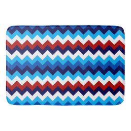 Cool Red White Blue Chevron Print Large Bath Mat Badrumsmatta
