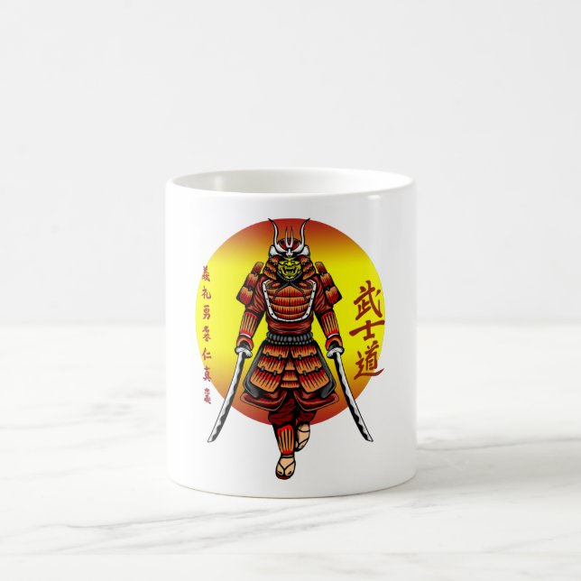 Cool Retro Armored Samurai with 2 Katanas Kaffemugg (Center)