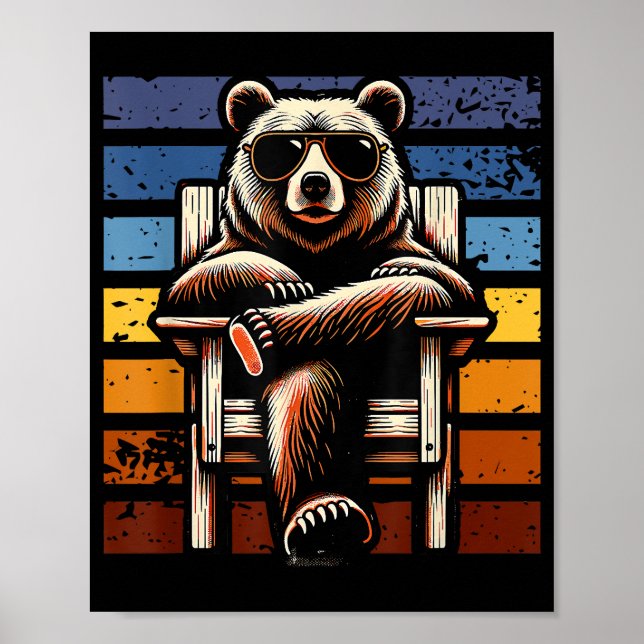 Cool Retro Björn i Solglasögon 70-80-90-tals Nyhet Poster (Framsidan)