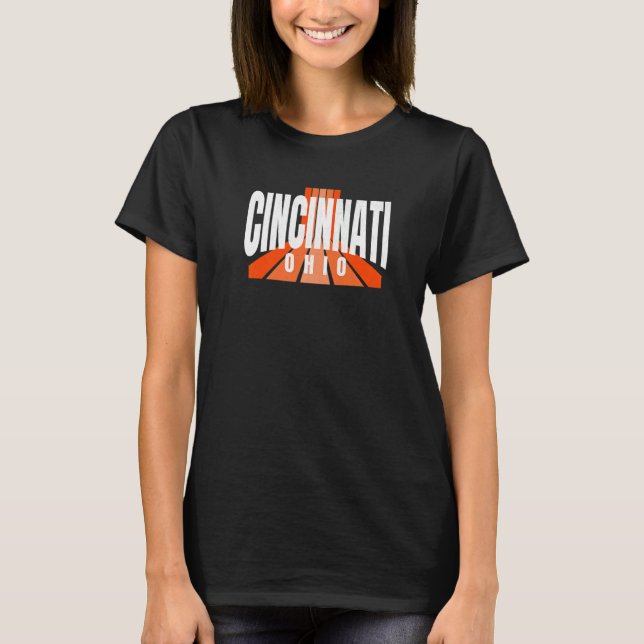 Cool Retro Cincinnati OrangeBlack Cincinnati OH Fa T Shirt (Framsida)