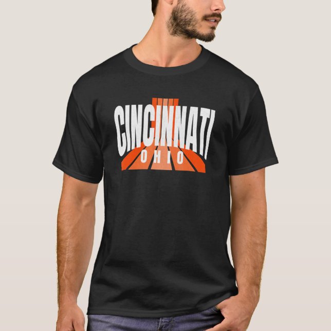 Cool Retro Cincinnati OrangeBlack Cincinnati OH Fa T Shirt (Framsida)