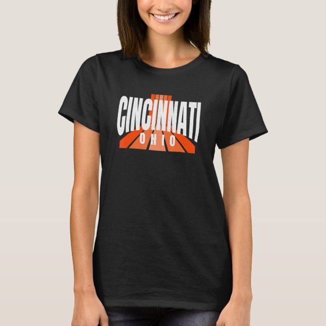 Cool Retro Cincinnati OrangeBlack Cincinnati OH Fa T Shirt (Framsida)