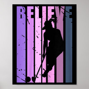 Cool Retro Damlandshockeyspelare Tränare Hockey Poster