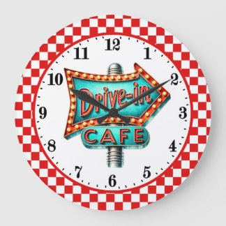 Cool Retro diner 50-tals Café Stor Klocka