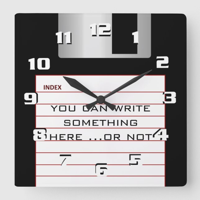 Cool Retro Diskett Med lägg till din egen text Squ Fyrkantig Klocka (Framsida)