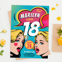 Cool Retro Färgglad Pop Art Födelsedagsinbjudan Julkort