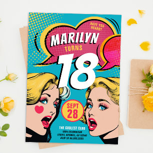 Cool Retro Färgglad Pop Art Födelsedagsinbjudan Julkort