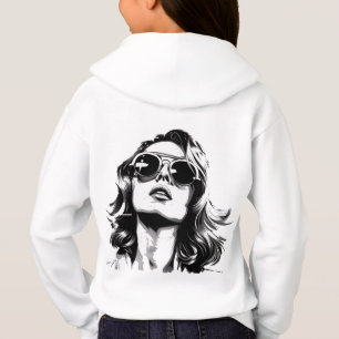Cool Retro Kvinna Porträtt Hoodie T Shirt