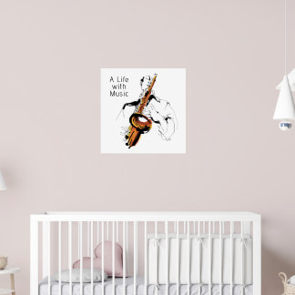 Cool Retro Man Playing Alto Saxophone - Jazz Poster
