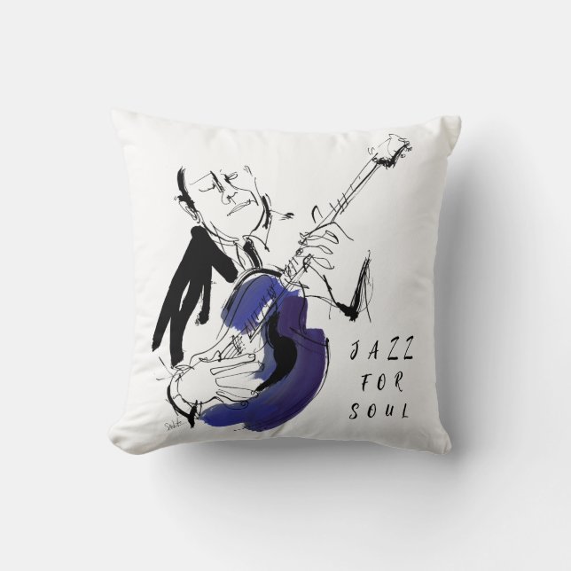 Cool Retro Man Playing Guitar - Custom Name Kudde (Framsida)