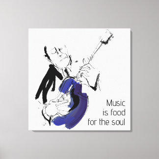 Cool Retro Man Playing Guitar - Jazz Wall Art Canvastryck