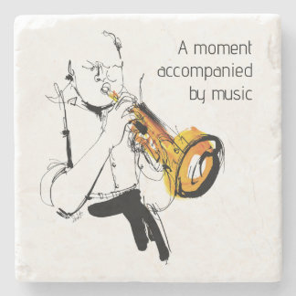 Cool Retro Man Playing Trumpet - Jazz Music Art Stenunderlägg