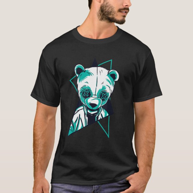Cool Retro Panda T Shirt (Framsida)
