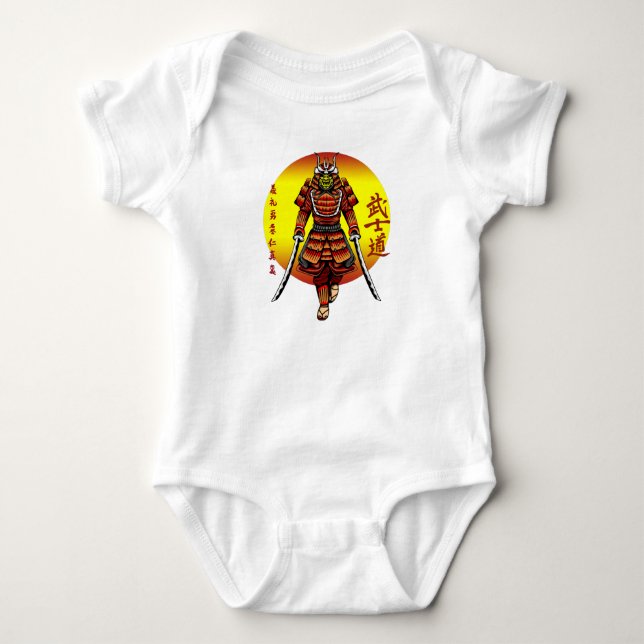 Cool Retro Pansar Samuraj med 2 Katanas T Shirt (Framsida)