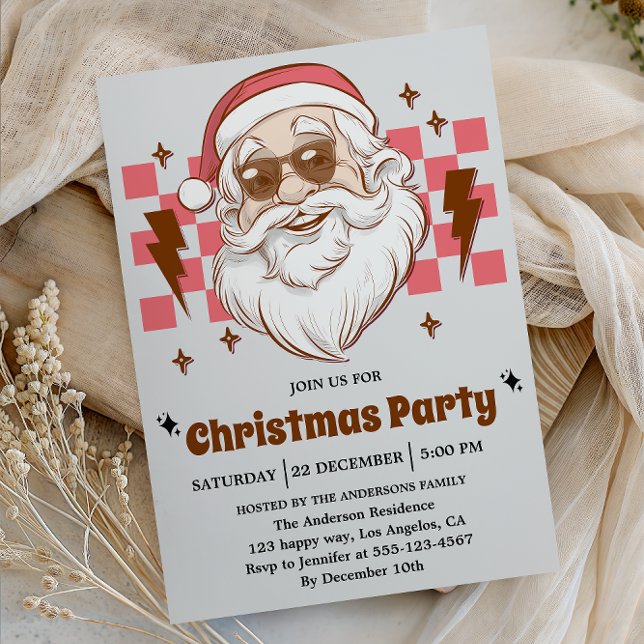 Cool Retro Santa Julfest Inbjudningar (Skapare uppladdad)