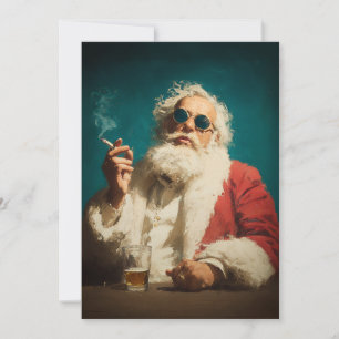 Cool Retro Santa Porträtt Julkort