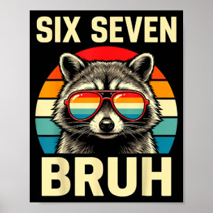 Cool Retro Sex Sju Bruh Tvättbjörn Sungles Meme 67 Poster
