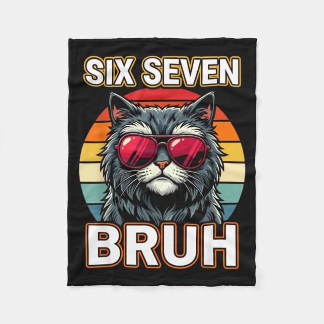 Cool Retro Six Seven Bruh Cat Sungles Meme 67  Fleecefilt (Framsidan)