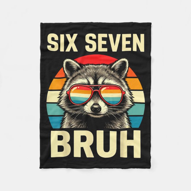 Cool Retro Six Seven Bruh Raccoon Sungles Meme 67  Fleecefilt (Framsidan)