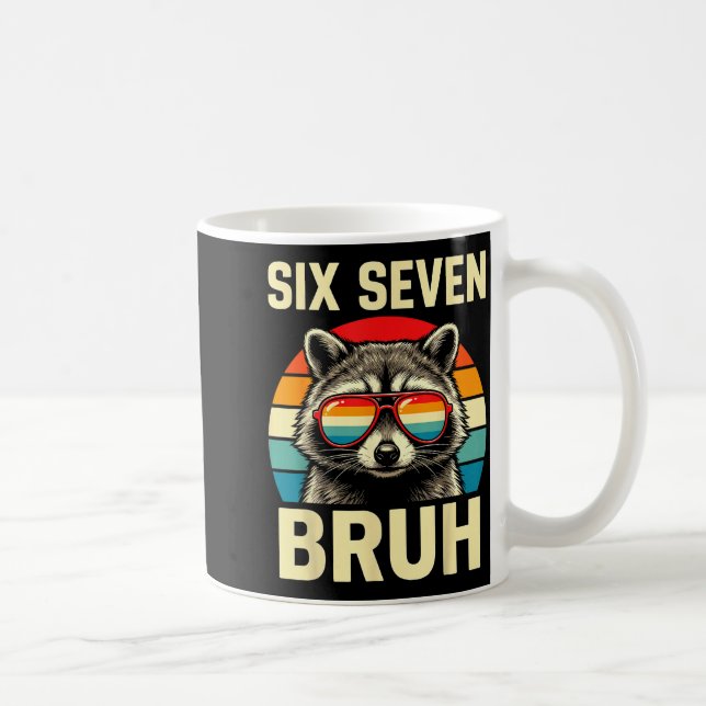 Cool Retro Six Seven Bruh Raccoon Sungles Meme 67  Kaffemugg (Höger)