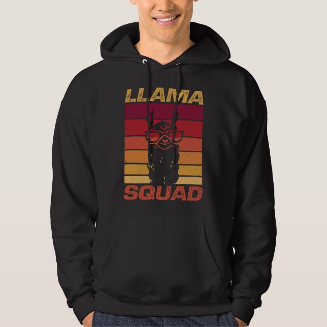 Cool Retro Sunglasses Llama  Llama Squad Hoodie (Framsida)