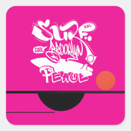 Cool Retro Surf Brooklyn Peace Fyrkantigt Klistermärke