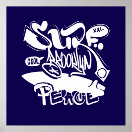 Cool Retro Surf Brooklyn Peace Poster