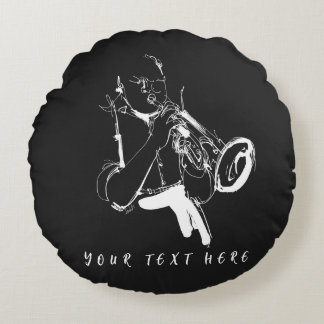 Cool Retro Trumpeter Custom Name (名入れ・カスタム対応) Rund Kudde