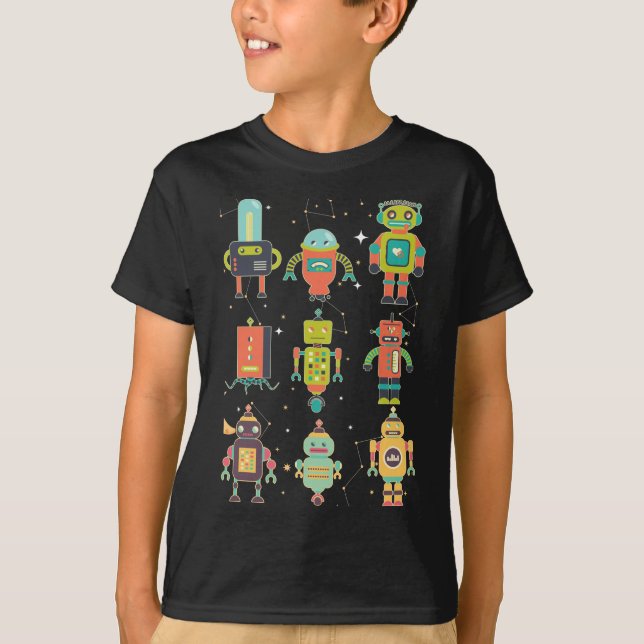 Cool Robots Collection Boys Girls Robotic T Shirt (Framsida)