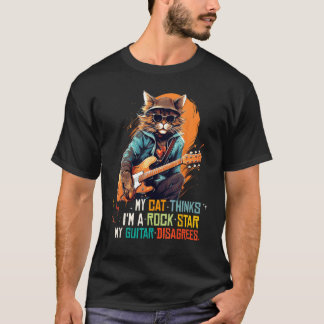 Cool Rock Gitarr Katt med Rock'n Roll Låt för Pojk T Shirt