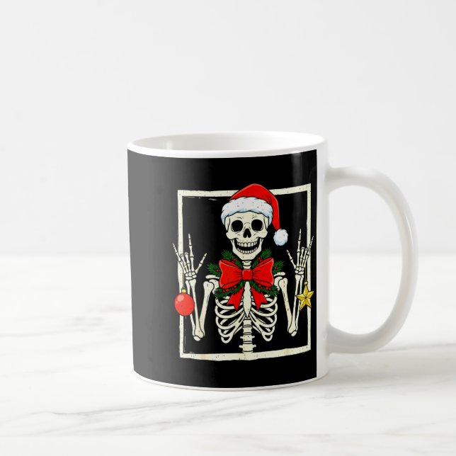Cool Rocker Skeleton Santa Hat Christmas Punk Rock Kaffemugg (Höger)