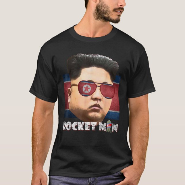 Cool Rocket Man Kim Jong Un T Shirt (Framsida)