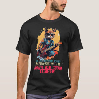 Cool Rock'n Katt med elektrisk Gitarr och Solglasö T Shirt