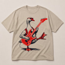 Cool Rockstar Gås Spelar Röd Elgitarr