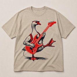 Cool Rockstar Gås Spelar Röd Elgitarr T Shirt