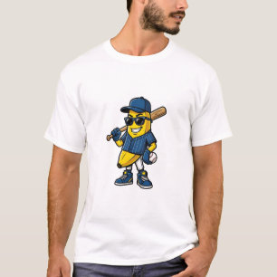 : Cool Rolig Baseball Banana Spelare Sport Maskot T Shirt