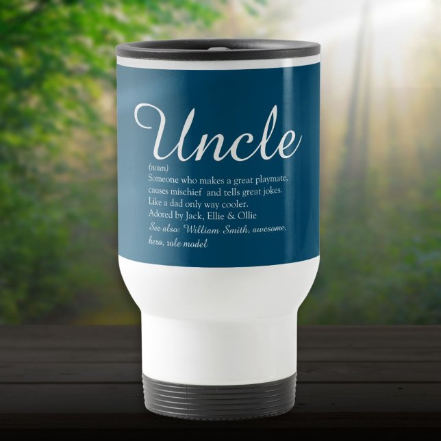 Cool Rolig Farbror Definition Citat Blå Resemugg (Cool Fun Uncle Definition Quote Blue Travel Mug)