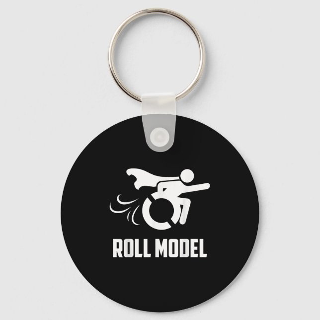 Cool Roll Model _ Funny Handicapped Person Wheelch Nyckelring (Framsida)